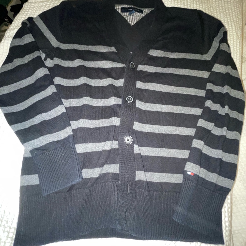 Tommy Hilfiger Charcoal Gray & Black Horizontal Stripes